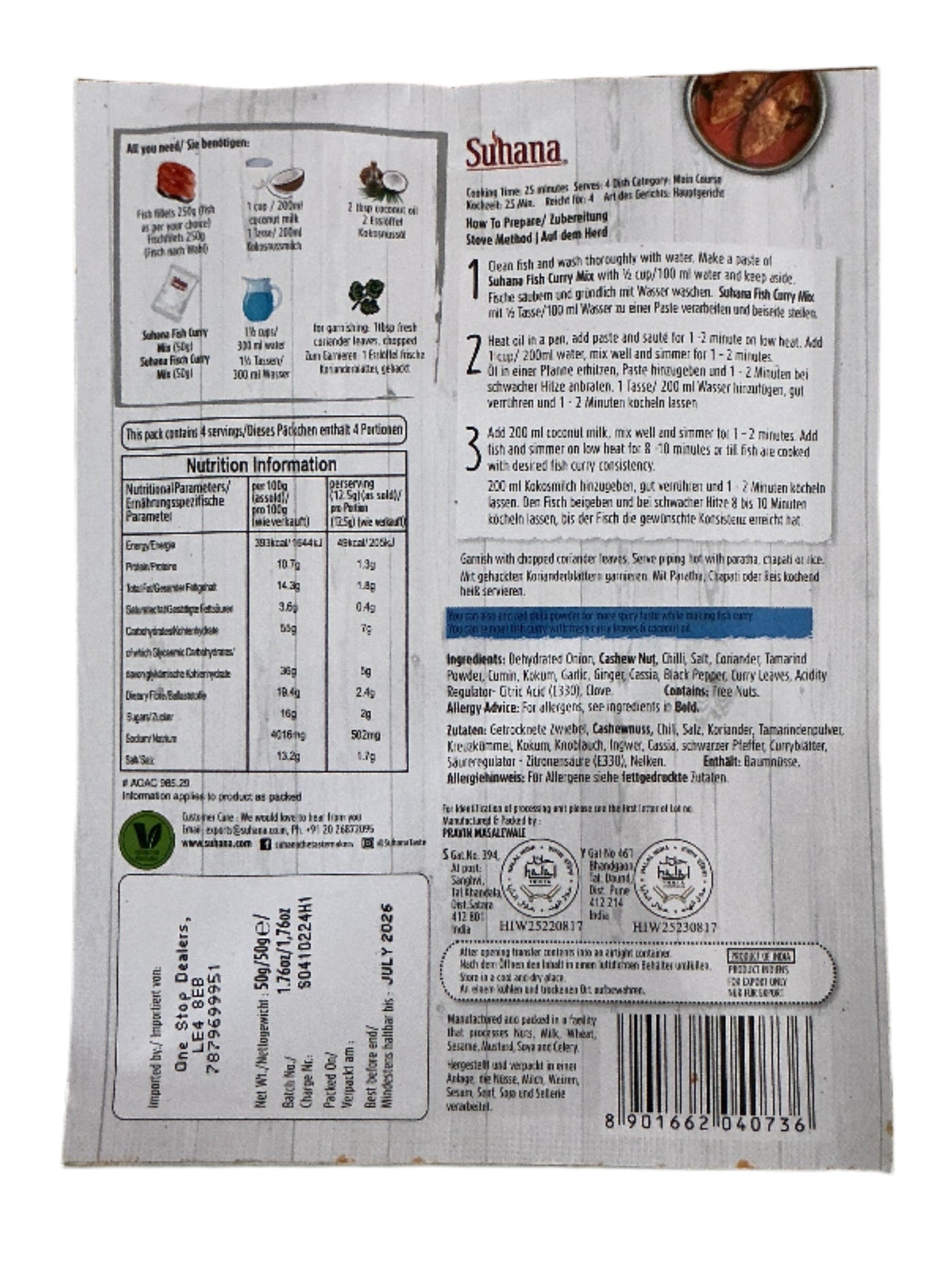 Suhana Masala Spice Mix Fish Curry 50g - Image 2