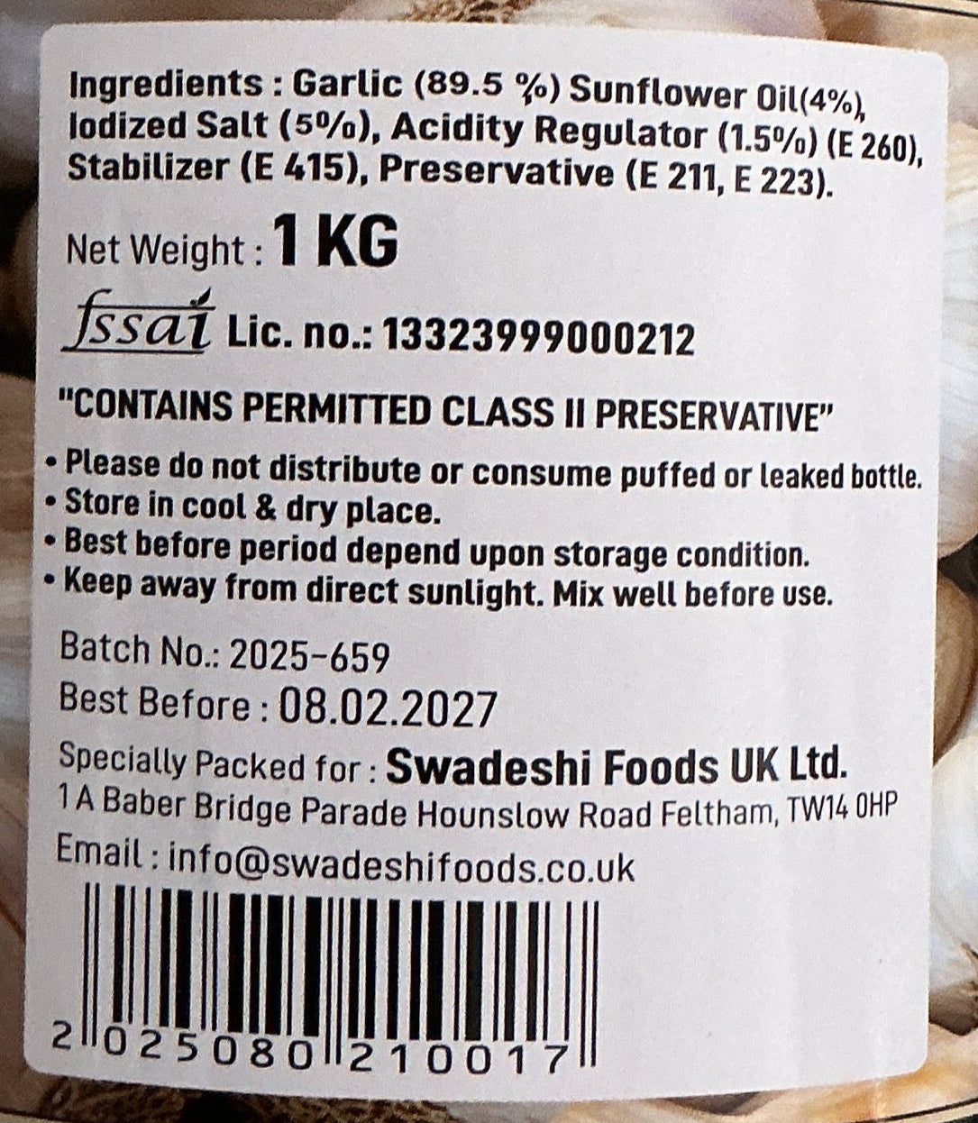 Food Factory Garlic Paste 1Kg - Image 2
