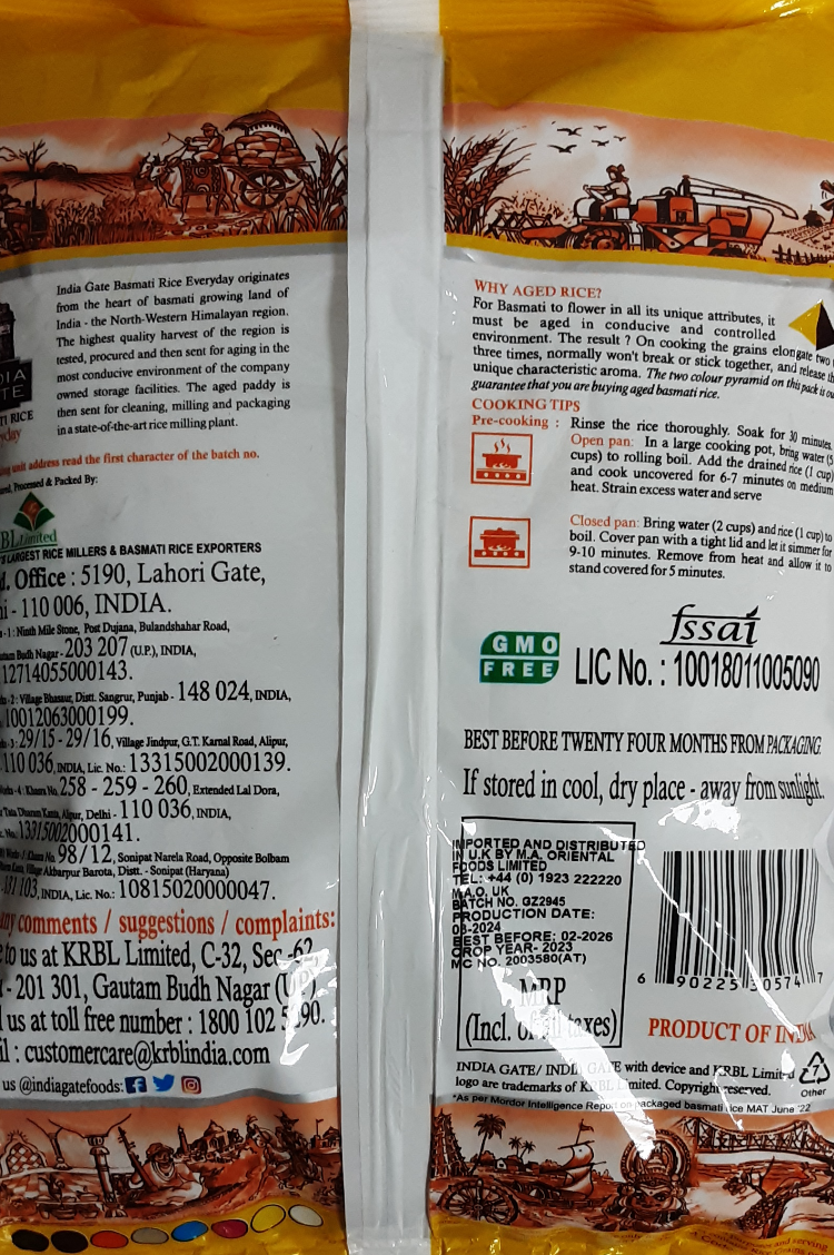 India Gate Rice Basmati Everyday 1Kg - Image 2