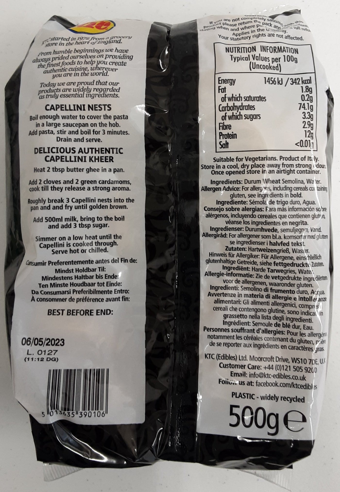 KTC Capellini Nests Pasta 500g - Image 2