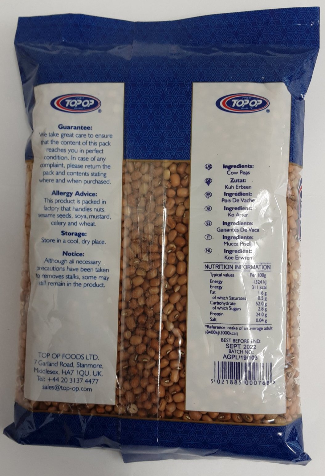 Top Op Brown Chorie Cow Peas 500g - Image 2