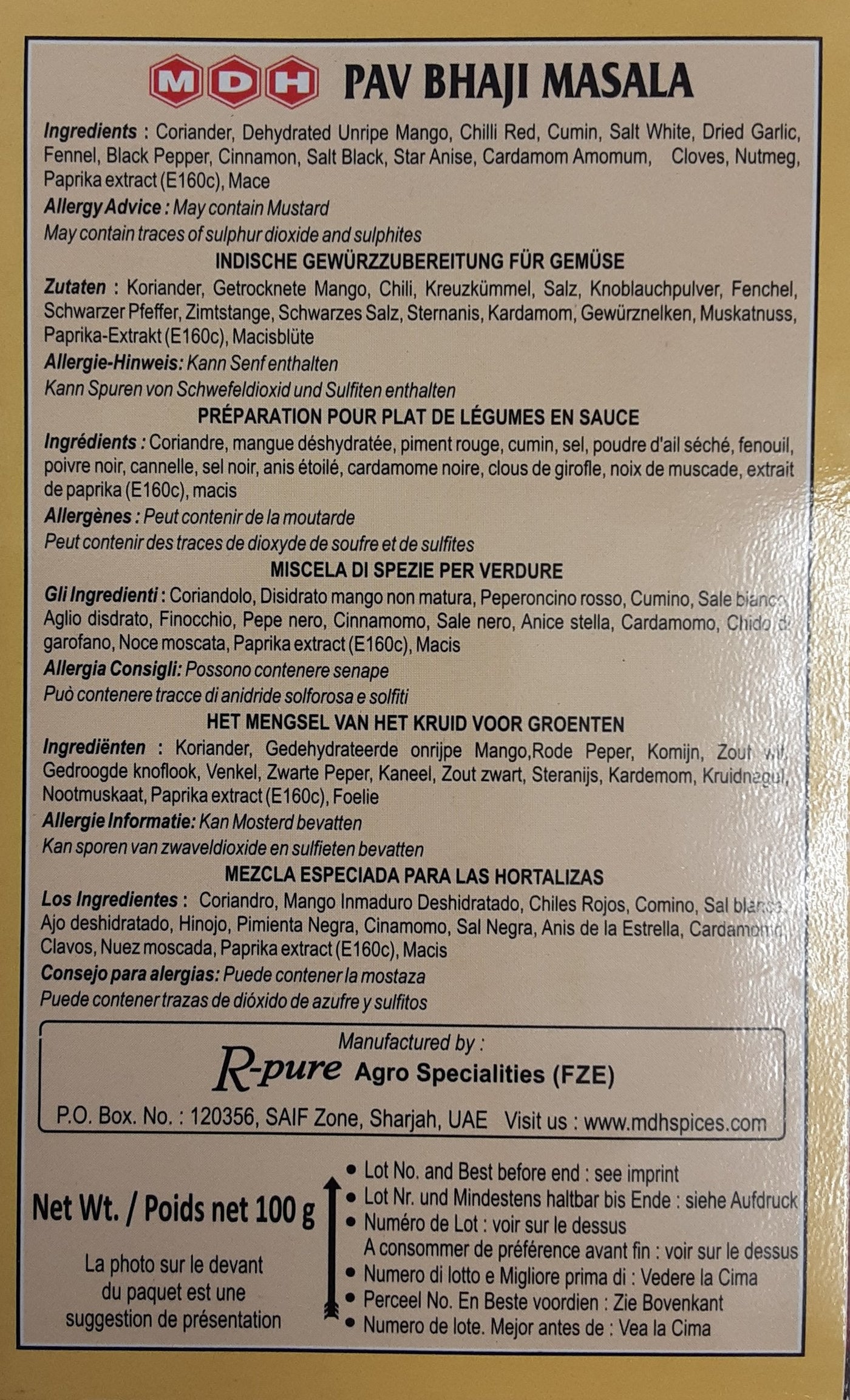 MDH Pav Bhaji Masala 100g - Image 2