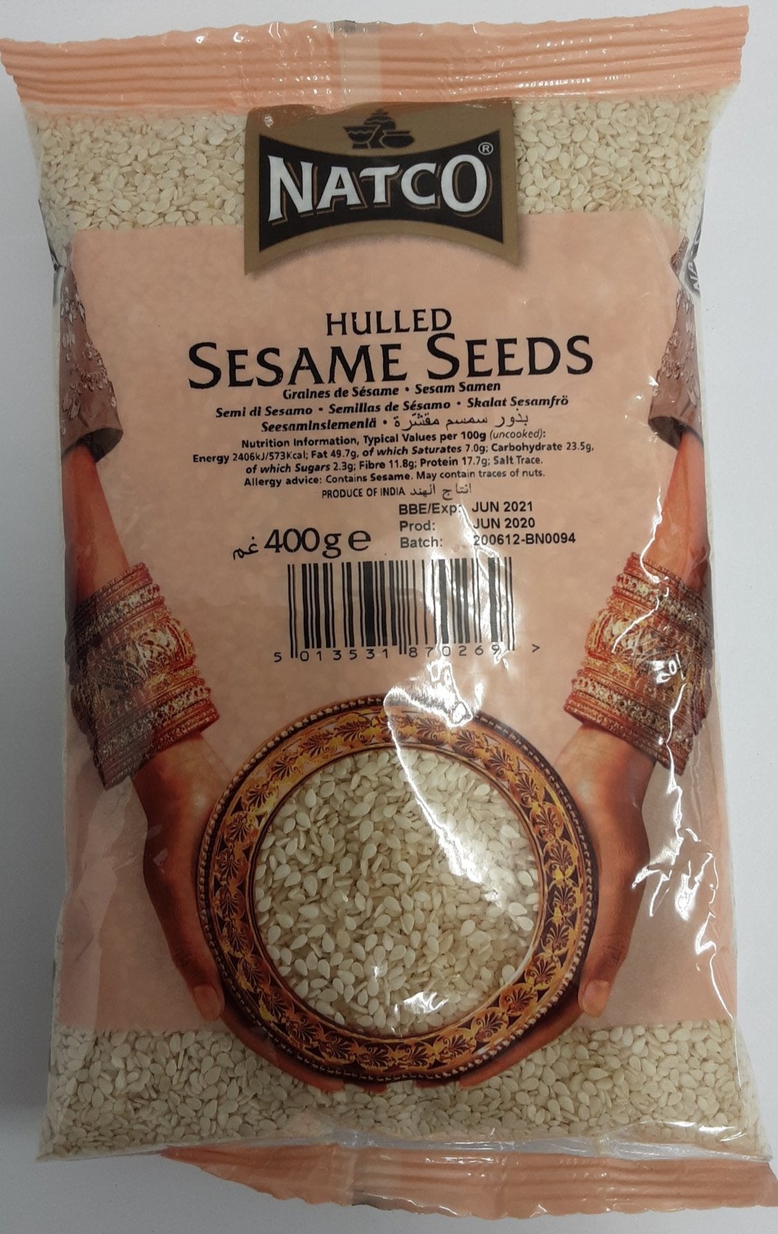 Natco Hulled Sesame Seeds White 400g