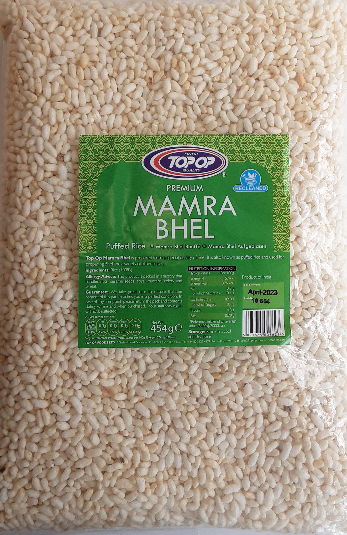 Top Op Premium Mamra Bhel Puffed Rice 454g