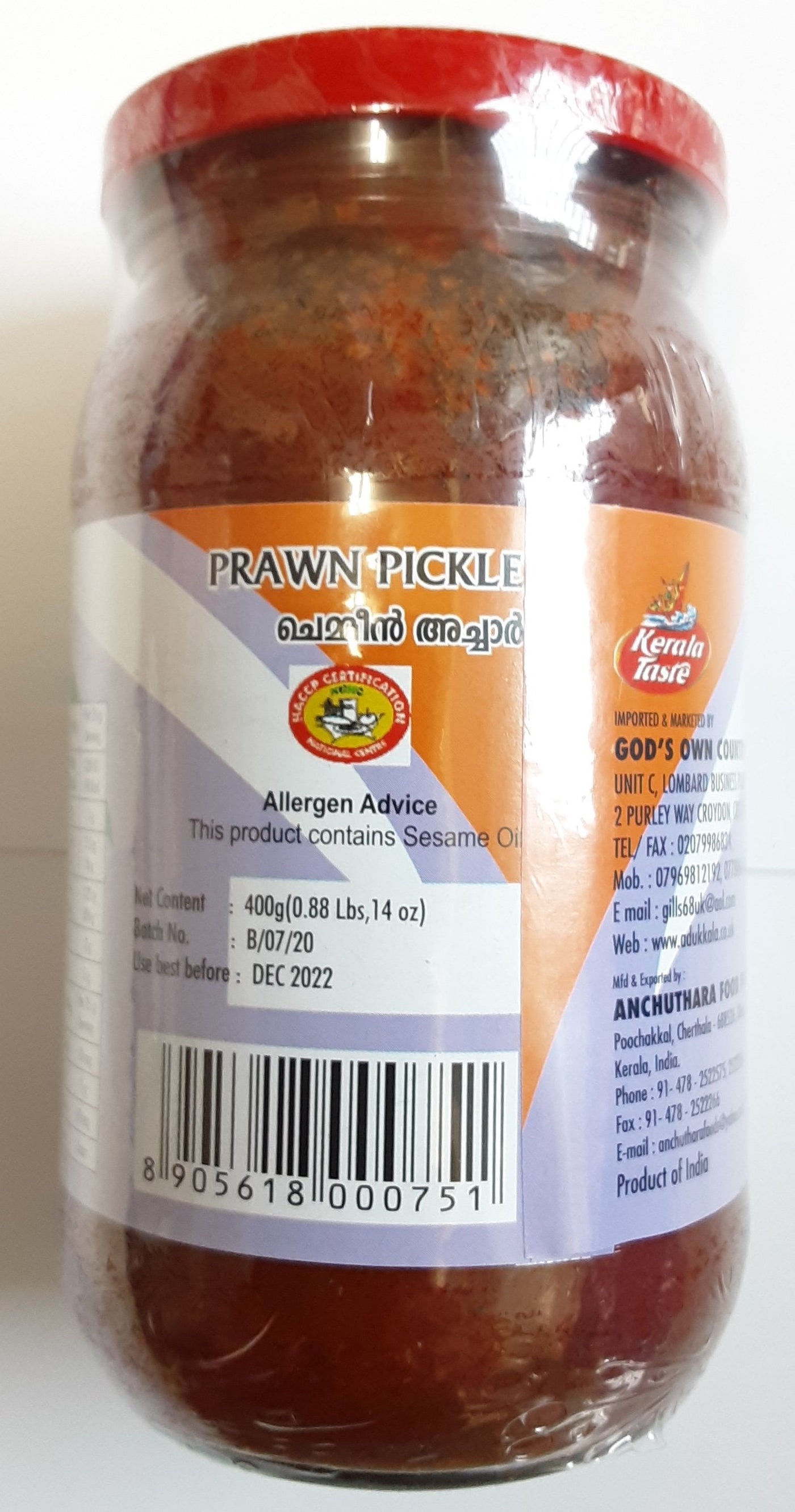Kerala Taste Prawn Pickle 400g BBE Dec 2025 - Image 2