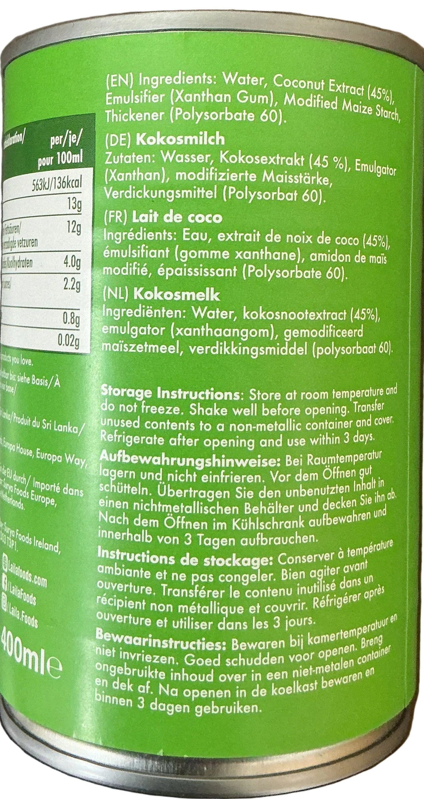 Laila Coconut Milk 400ml - Image 2