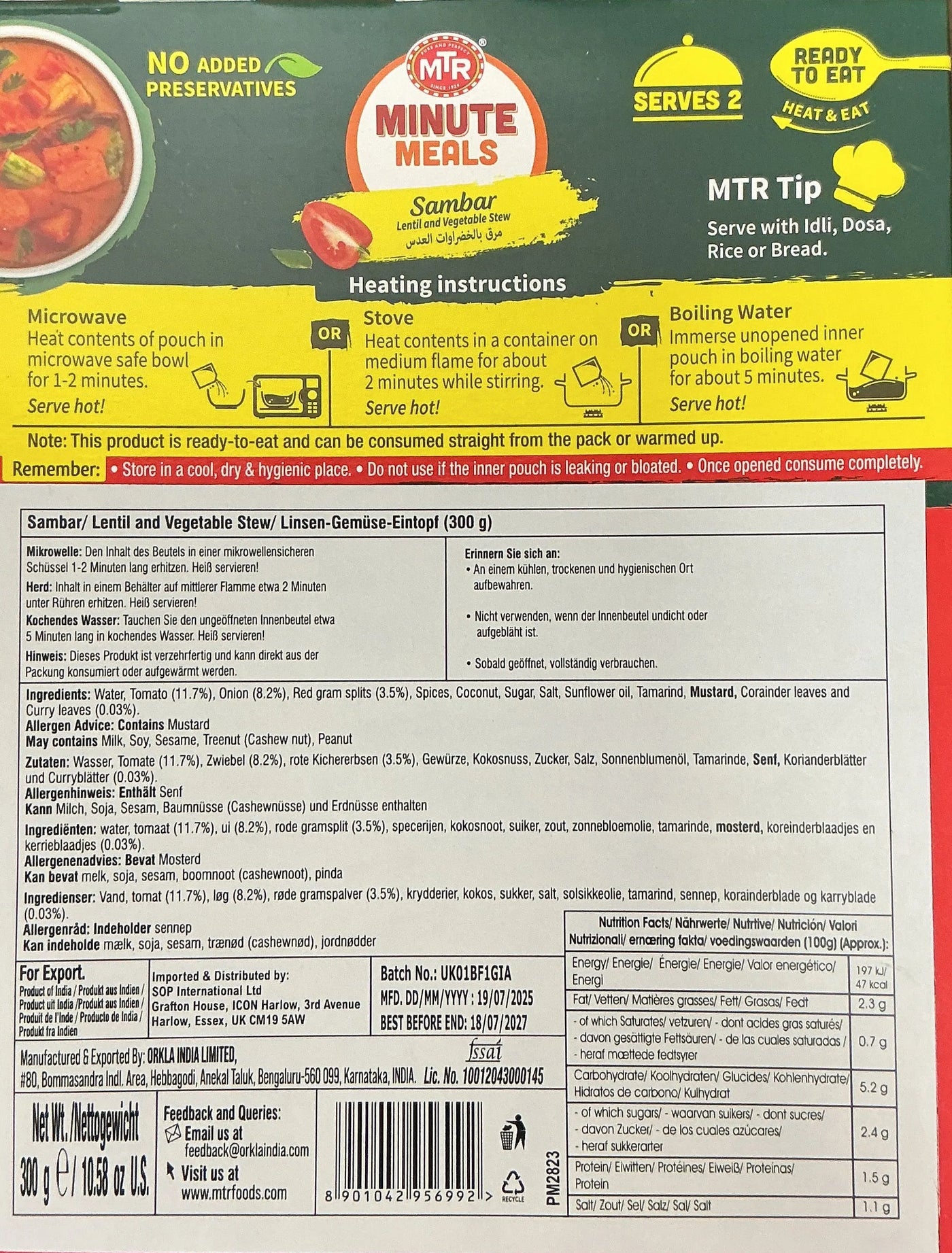 MTR Minute Meals Sambar 300g - Image 2