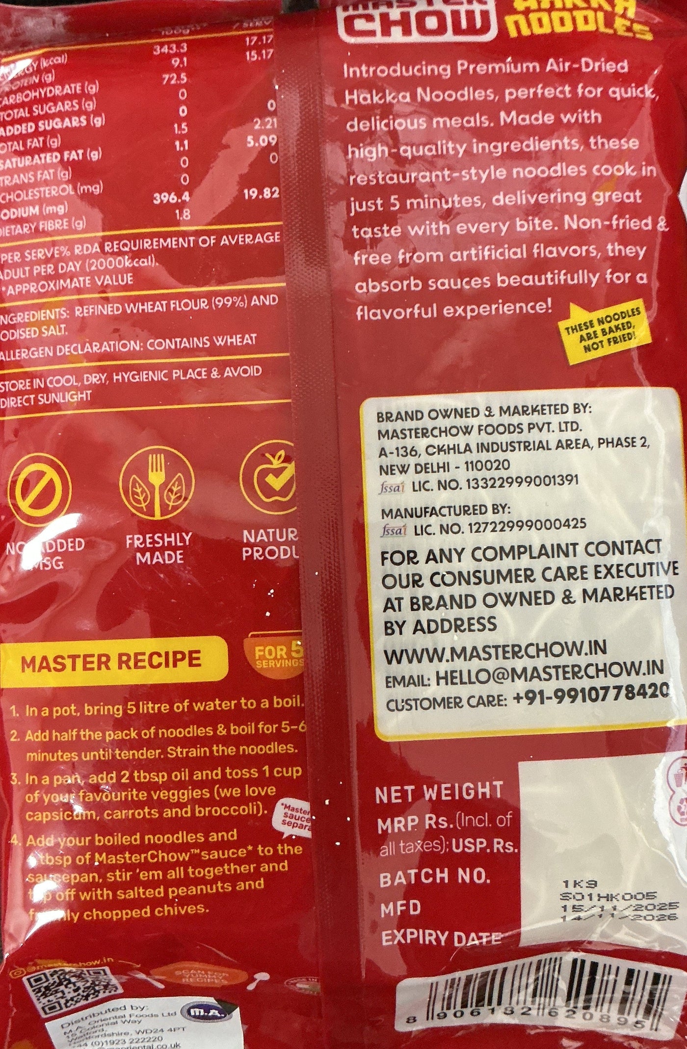 Master Chow Noodles Hakka 1kg - Image 2