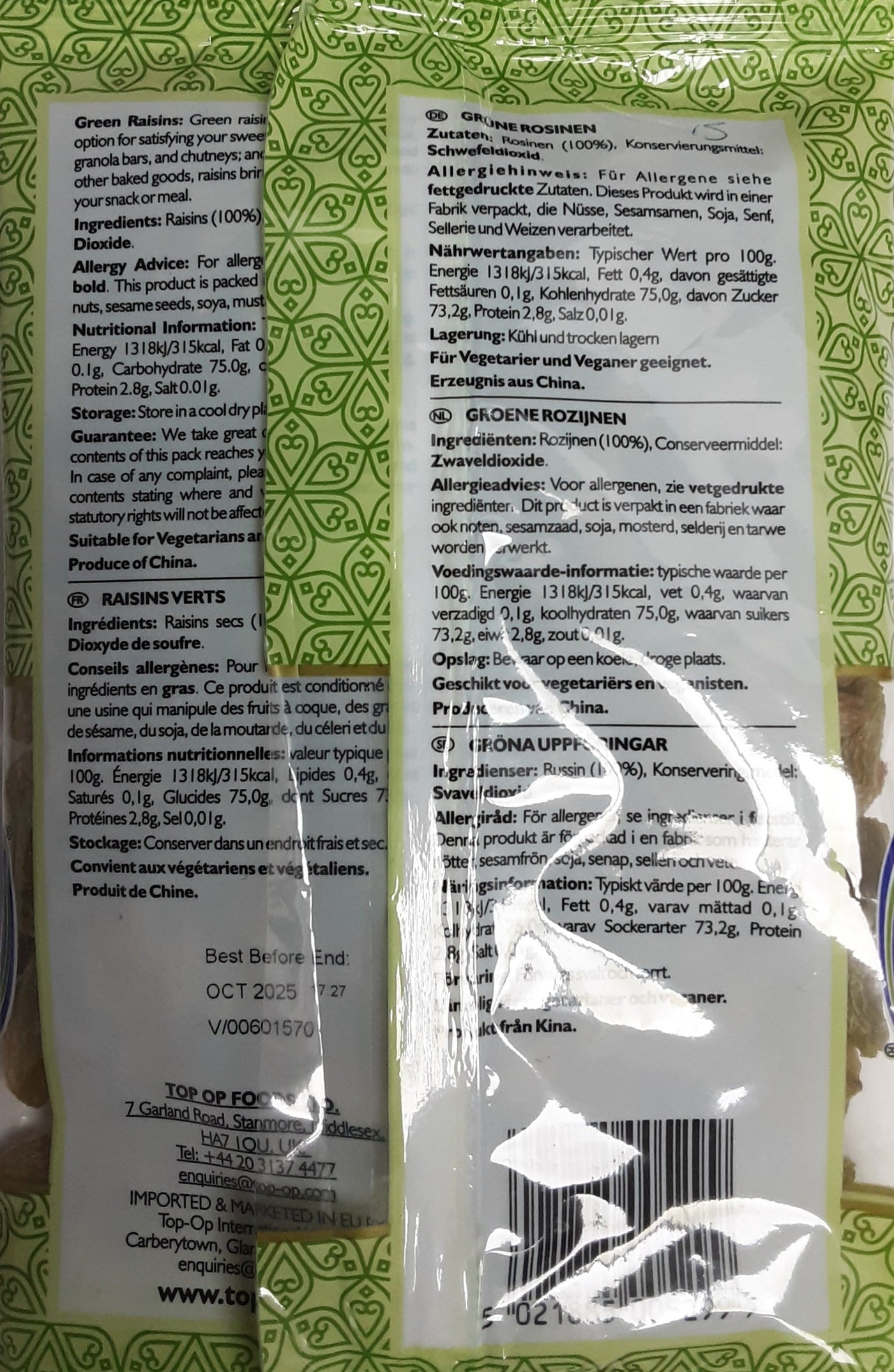 Top Op Green Raisins 250g - Image 2