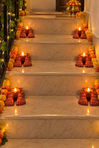 Terracotta Laxmi Charan Diya Stand