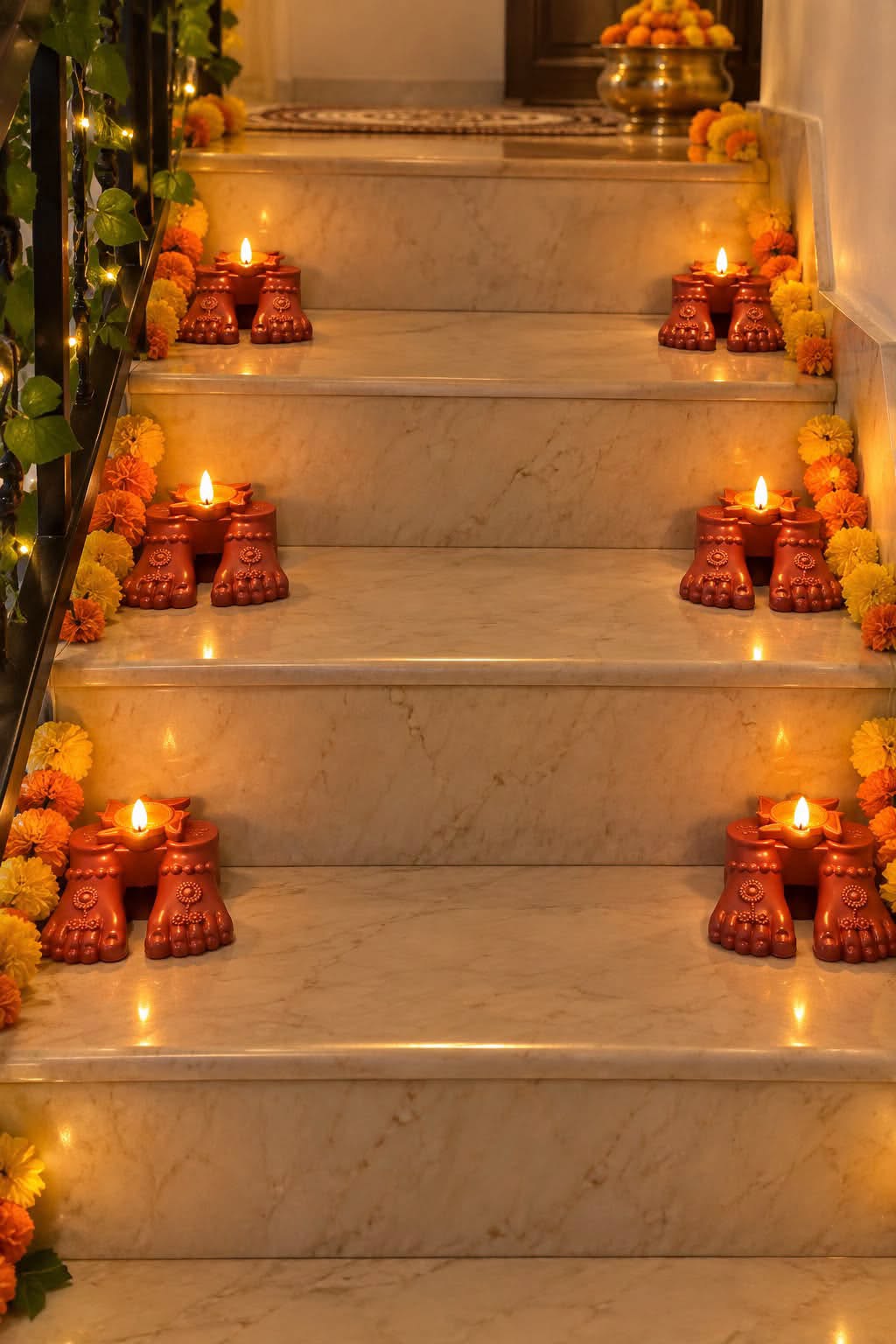 Terracotta Laxmi Charan Diya Stand