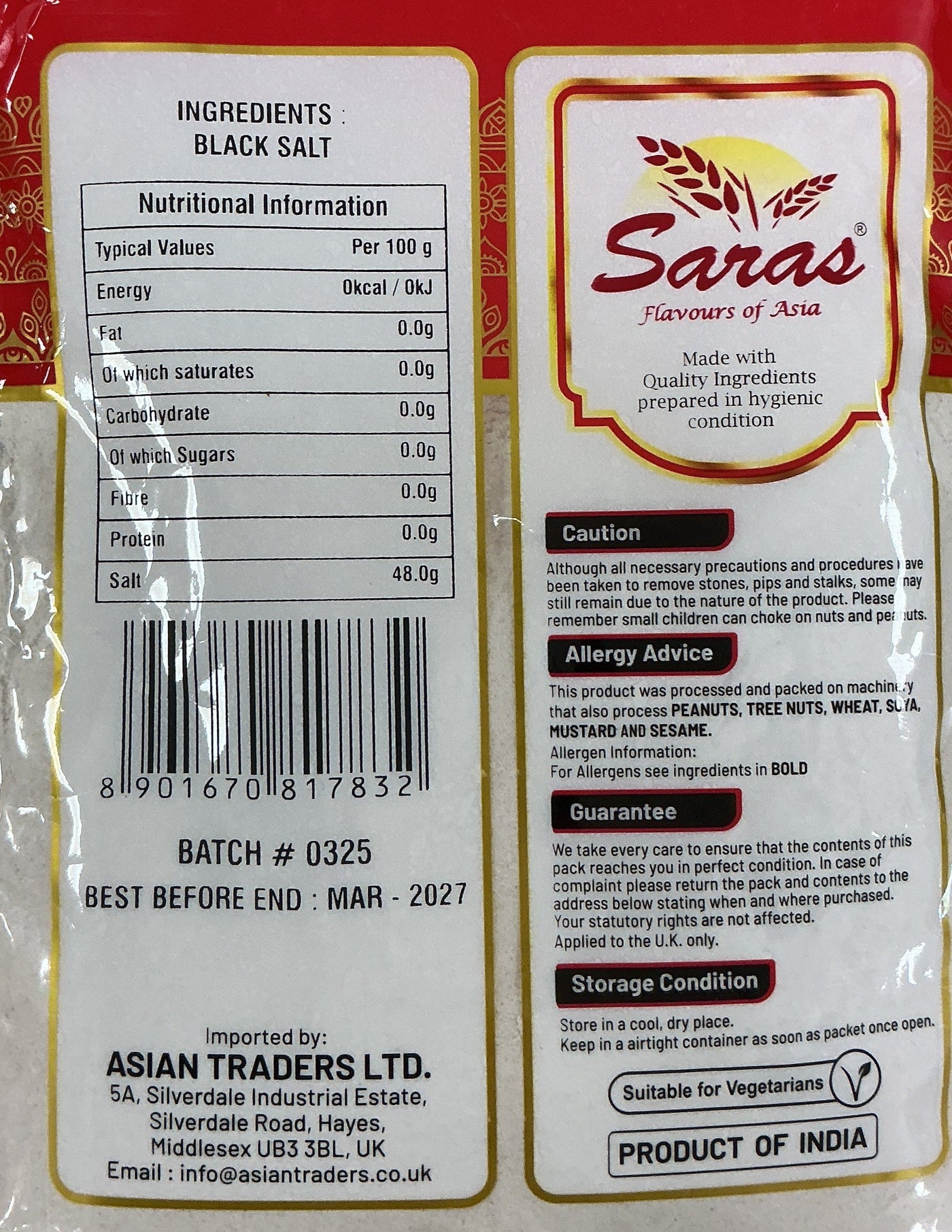 Saras Black Salt Powder 400g - Image 2