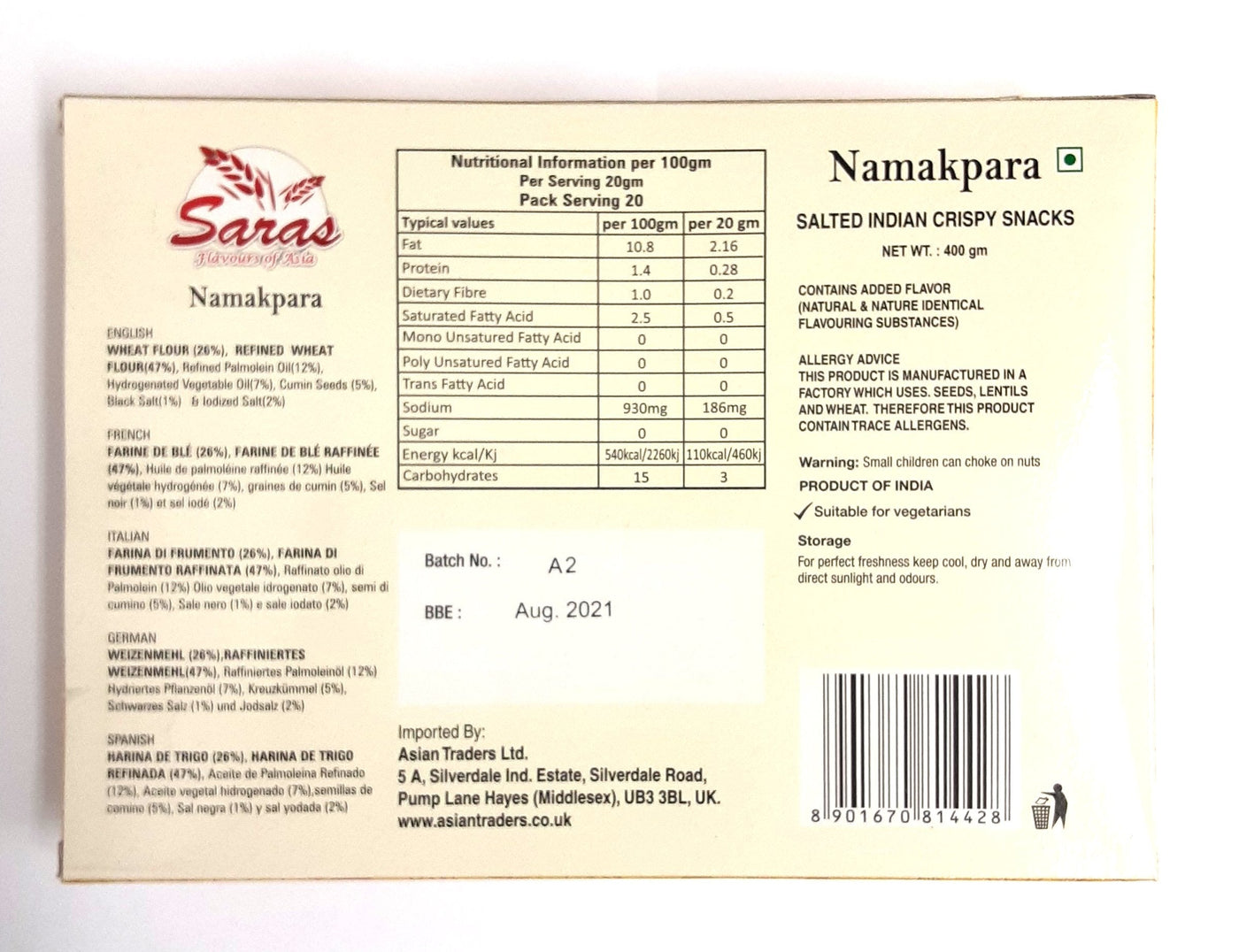 Saras Namakpara 400g - Image 2