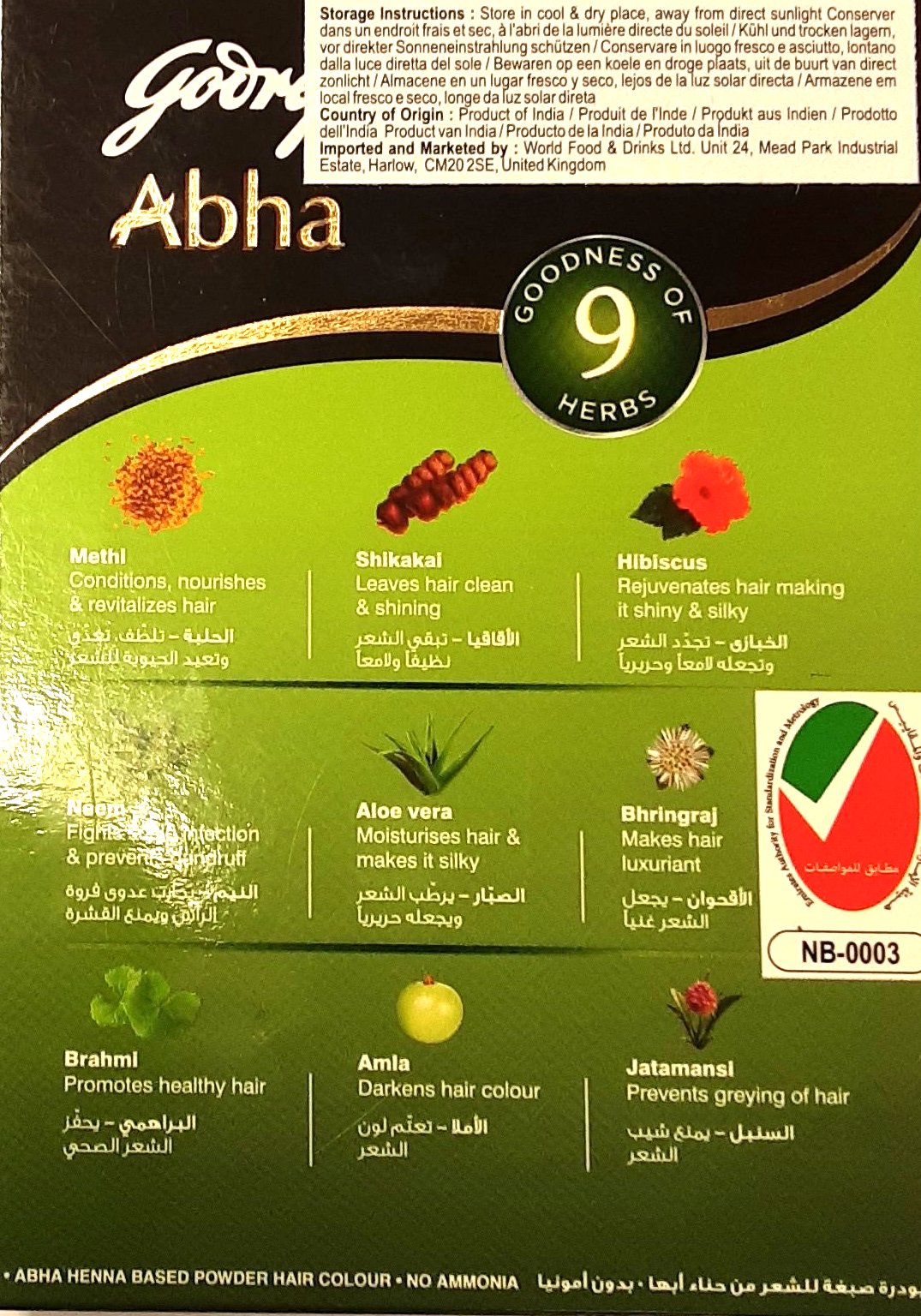 Godrej Natural Black Heena Hair Colour 10g x 6 Sachets - Image 2