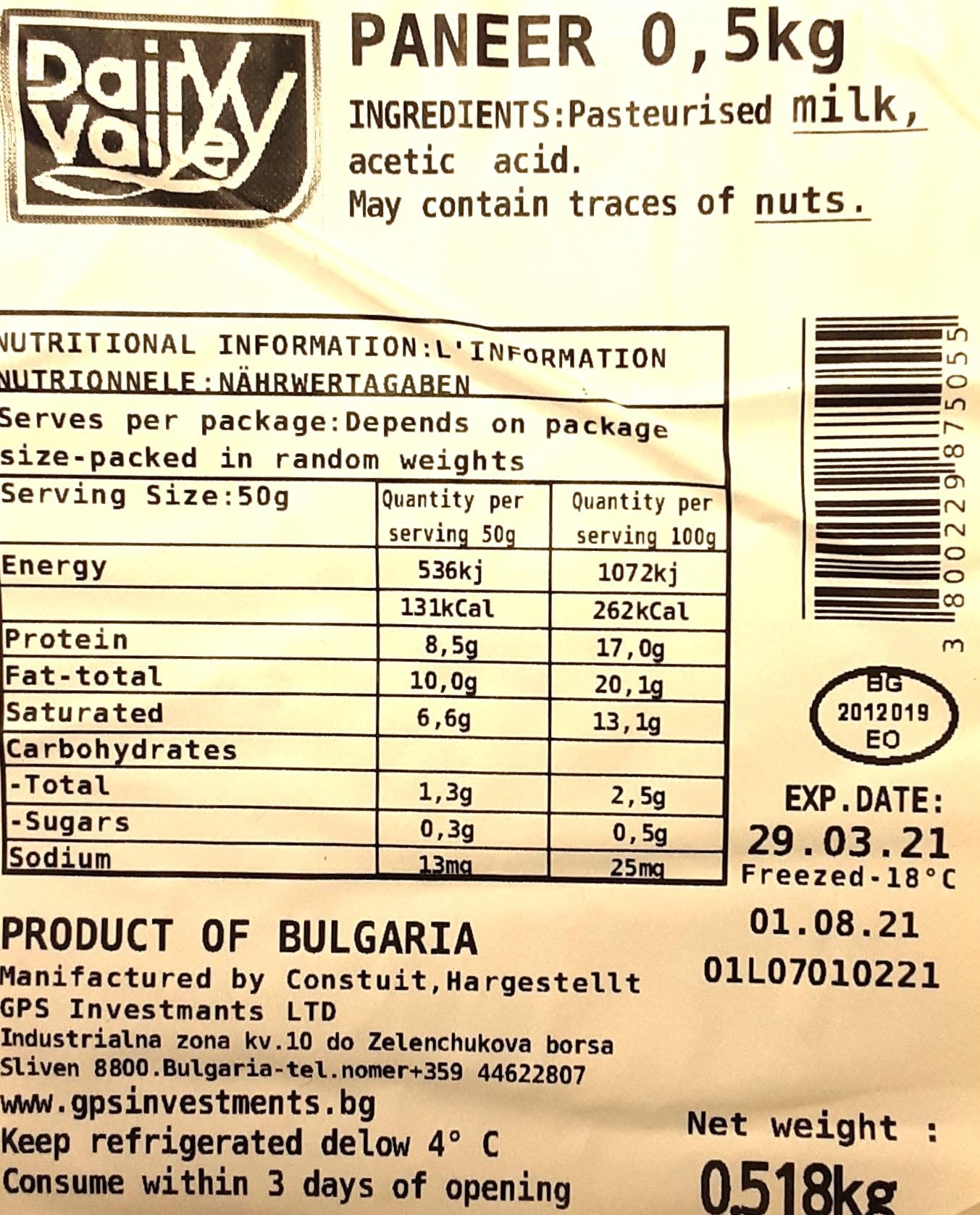 Dairy Valley Paneer Desi Block 500g - Image 2