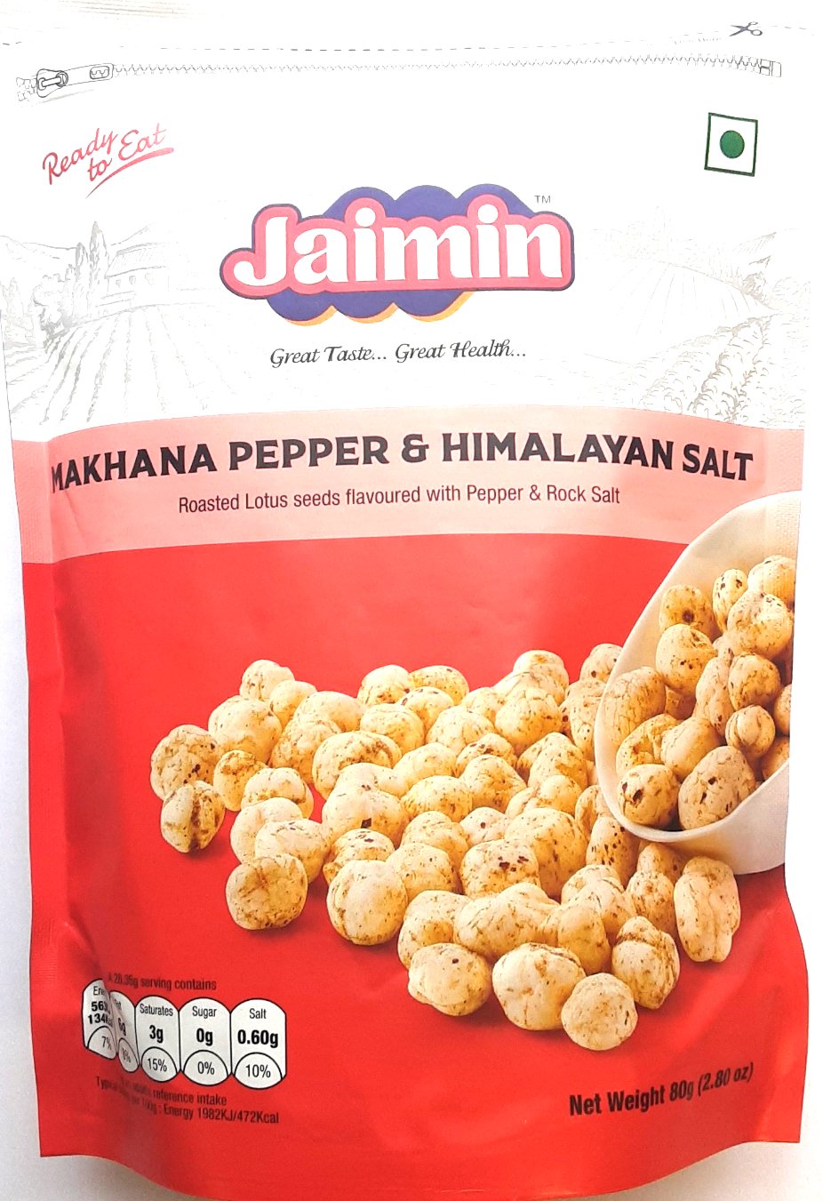 Jaimin Phool Makhana Pepper & Himalayan Salt 80g