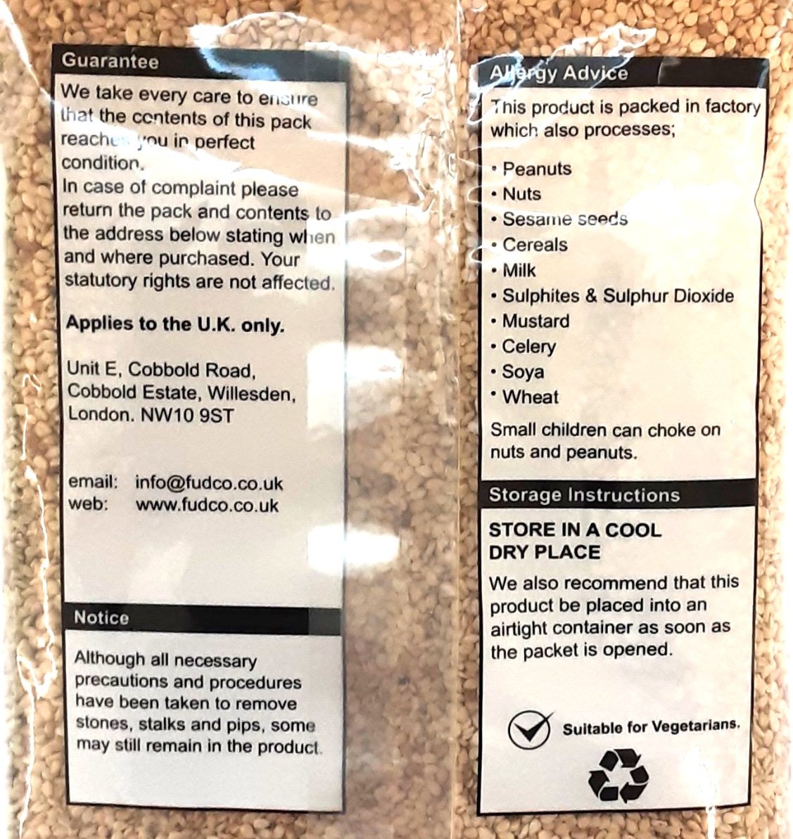 Fudco Till Sesame Seeds Natural 400g - Image 2