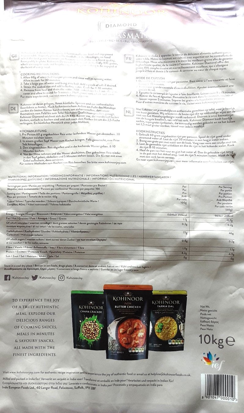 Kohinoor Rice Basmati Diamond XL 10kg - Image 2