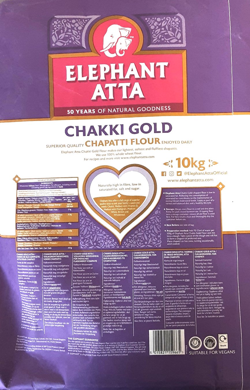 Elephant Flour Chakki Gold Atta 10kg - Image 2