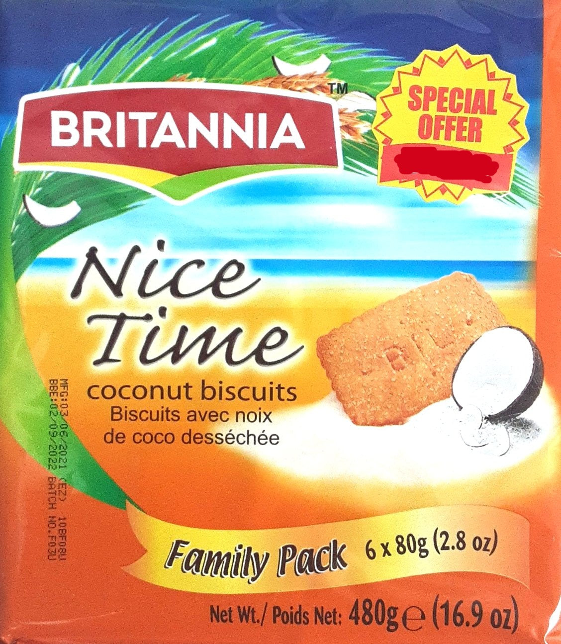 Britannia Biscuits Nice Time Coconut 6x80g PM