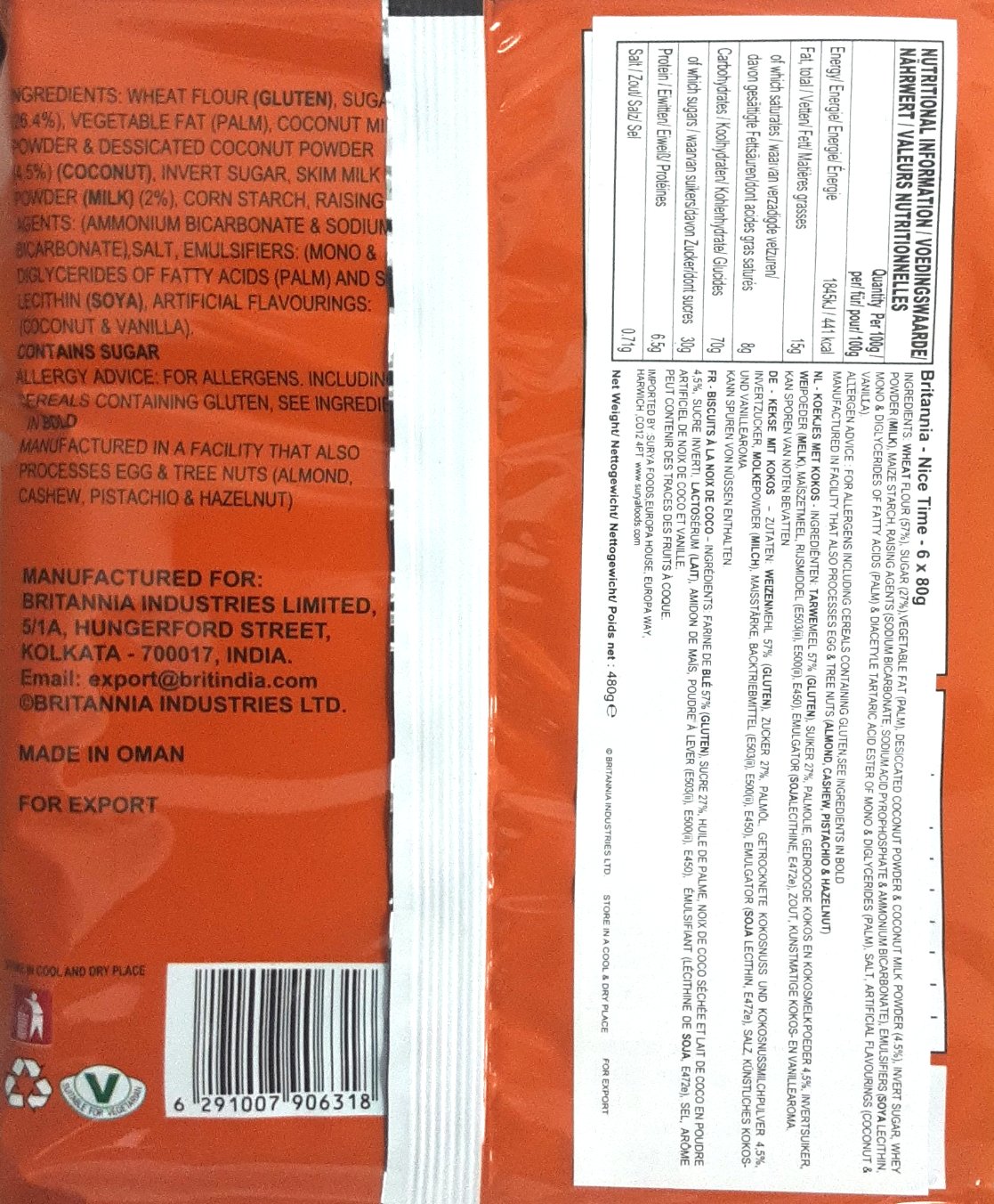 Britannia Biscuits Nice Time Coconut 6x80g PM - Image 2