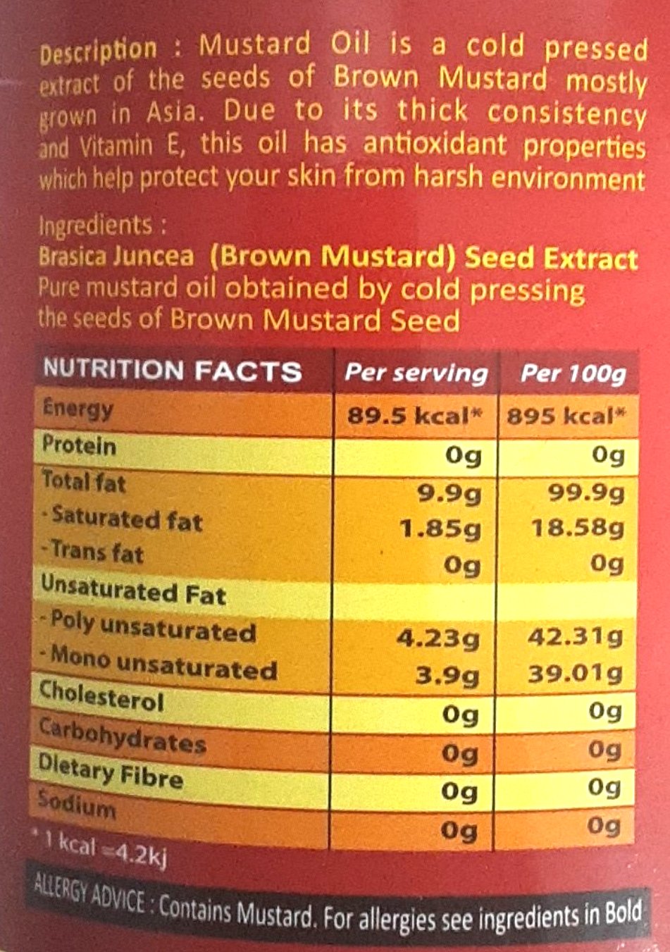 Shankar Mustard Oil 1ltr PM - Image 2