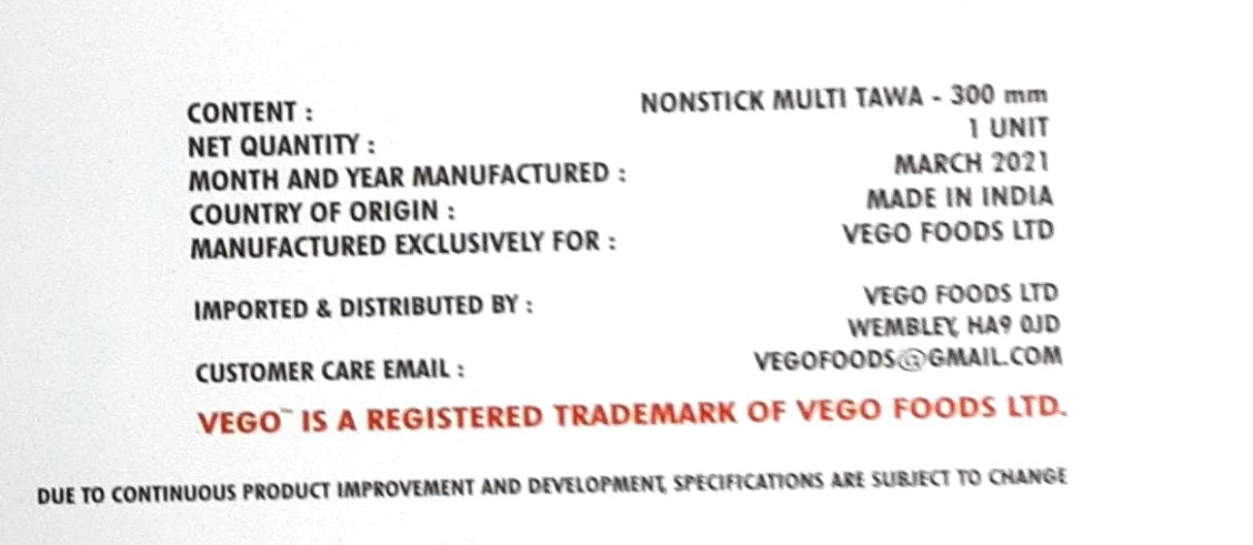 Vego Non Stick Tawa 30cm - Image 2