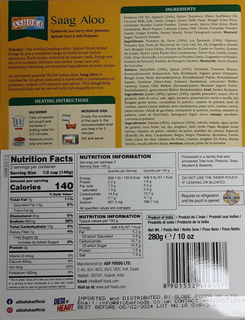 Ashoka Ready Meal Saag Aloo 280g - Image 2