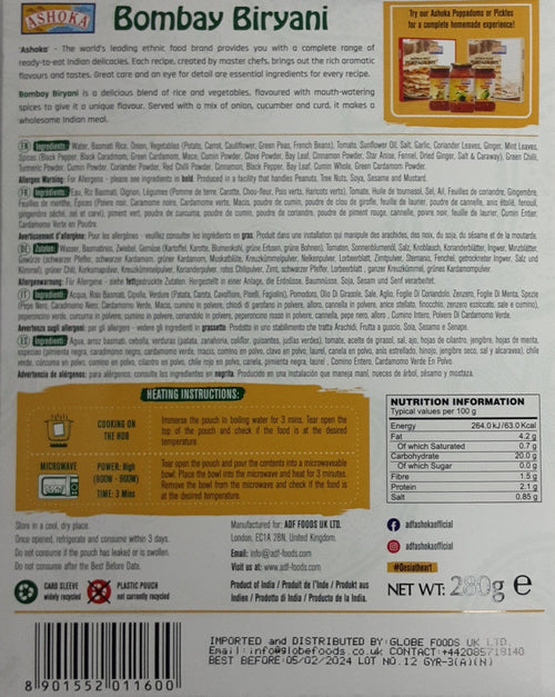 Ashoka Ready Meal Bombay Biryani 280g - Image 2