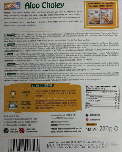 Ashoka Ready Meal Aloo Choley 280g - Image 2
