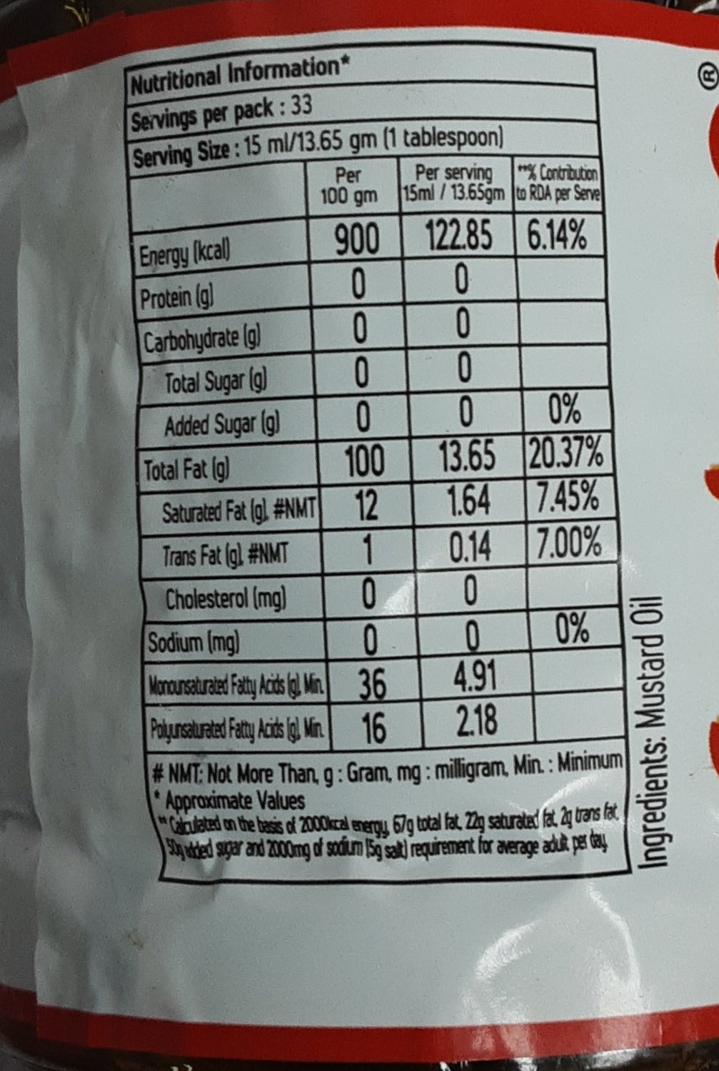 Fortune Pure Mustard Oil Kachi Ghani 500ml - Image 2