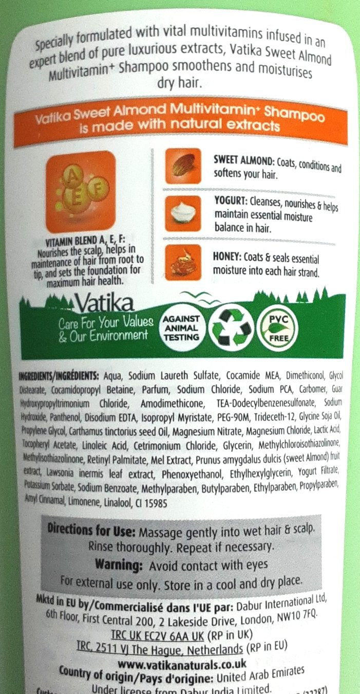 Vatika Multivitamin Moisture Protect Shampoo Sweet Almond 400ml - Image 2