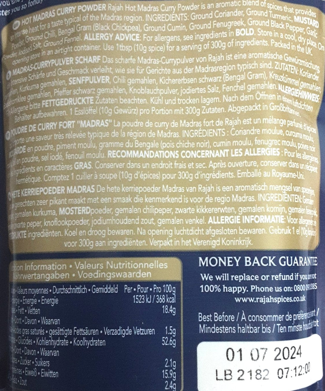 Rajah Madras Curry Powder Hot 100g - Image 2