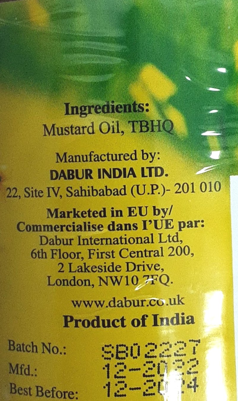 Dabur Oil Mustard 475ml - Image 2
