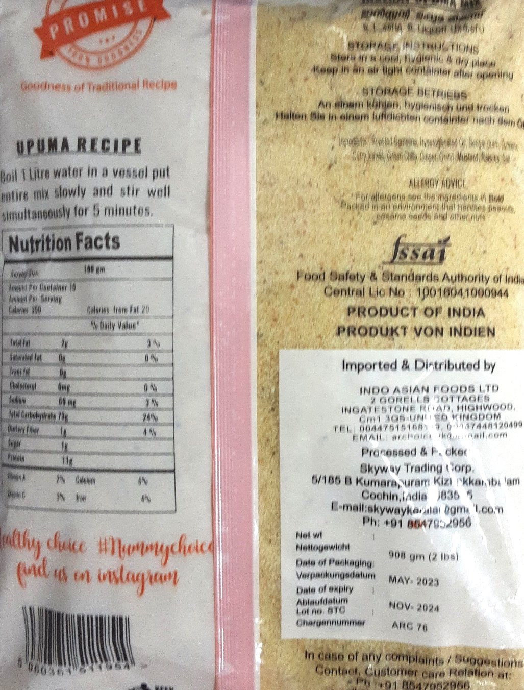 Malabar Choice Instant Upma Mix 908g EXPIRY 06/2025 - Image 2