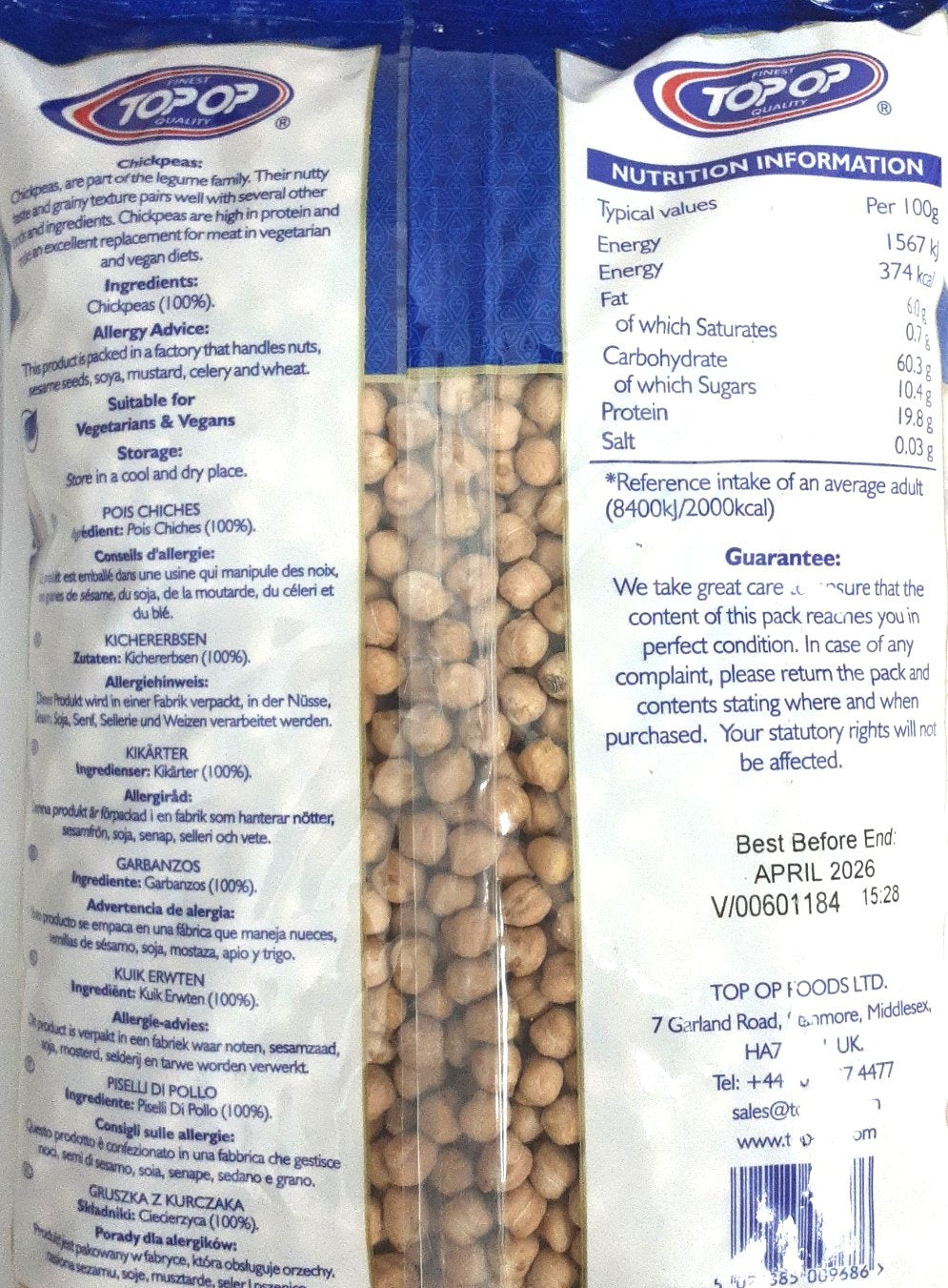 Top Op Chick Peas White Chana 2Kg - Image 2