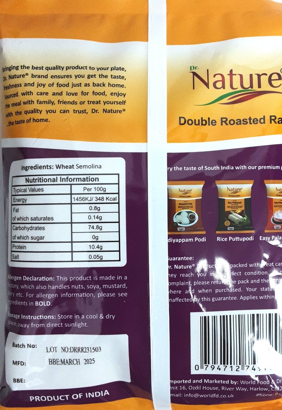 Dr Nature Traditional Rava Sooji Double Roasted 1Kg - Image 2
