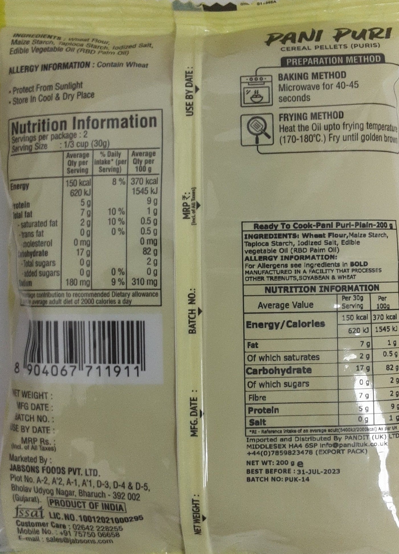 Jabsons Pani Puri Raw Far Far Golgappa 200g - Image 2