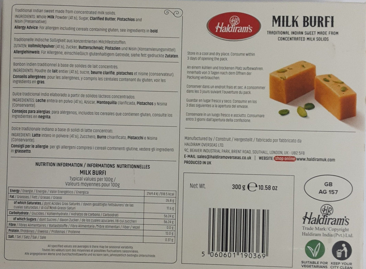 Haldirams Sweets Milk Burfi 300g - Image 2