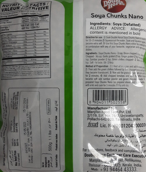 Double Horse Soya Chunks Nano 500g - Image 2