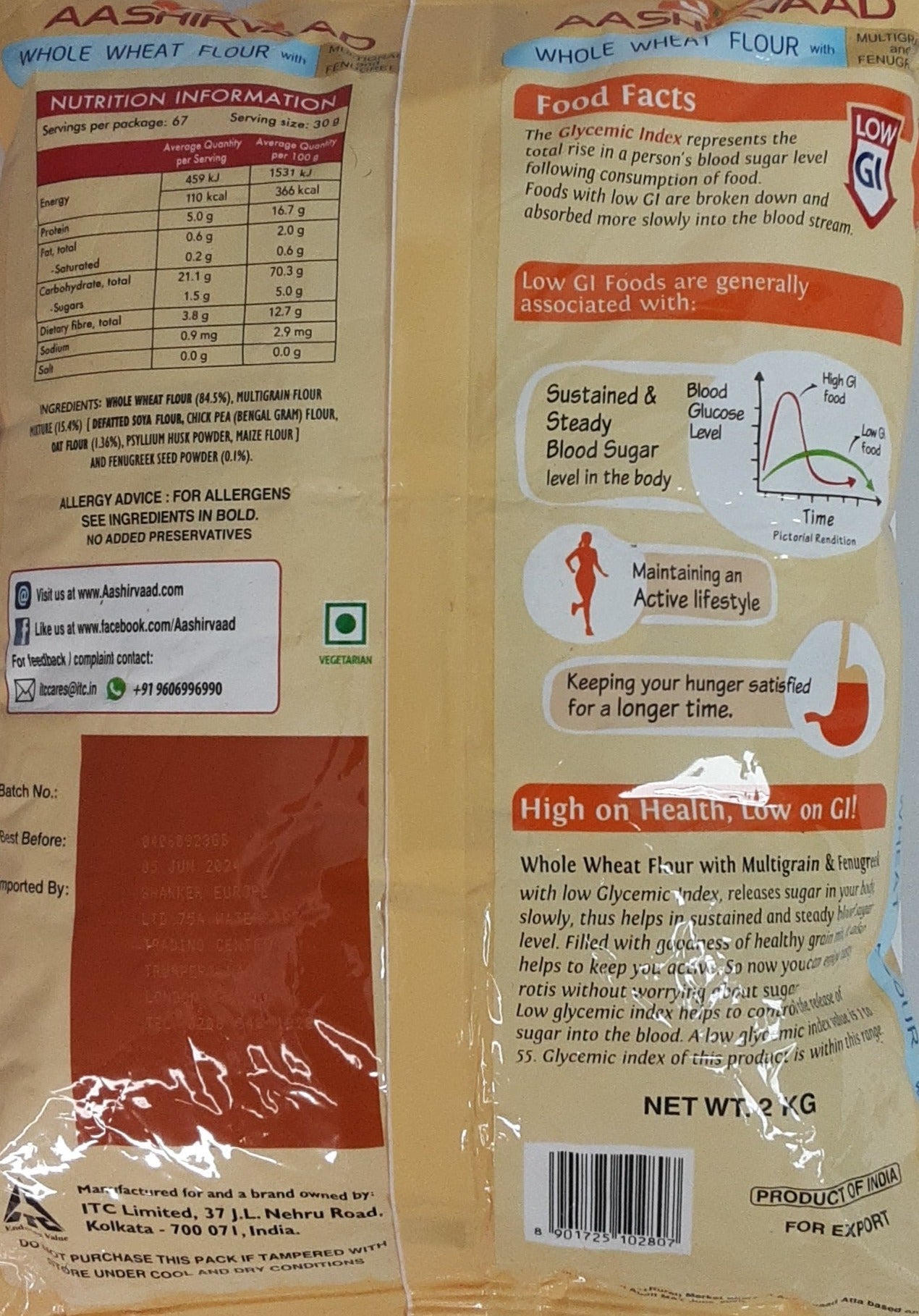 Aashirvaad Atta Whole Wheat with Multigrain & Fenugreek 2Kg - Image 2