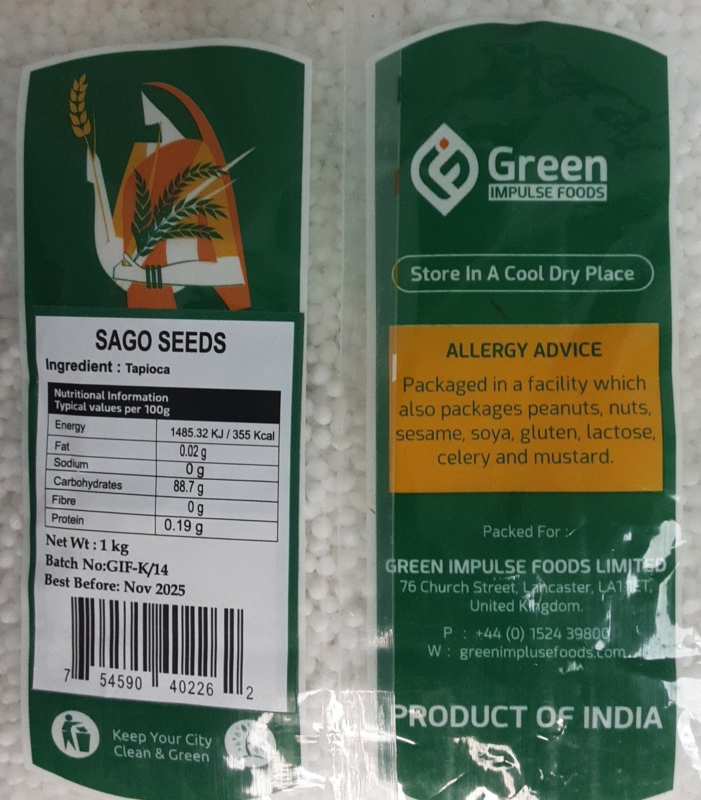 Green Impulse Foods Sago Seeds 1Kg - Image 2
