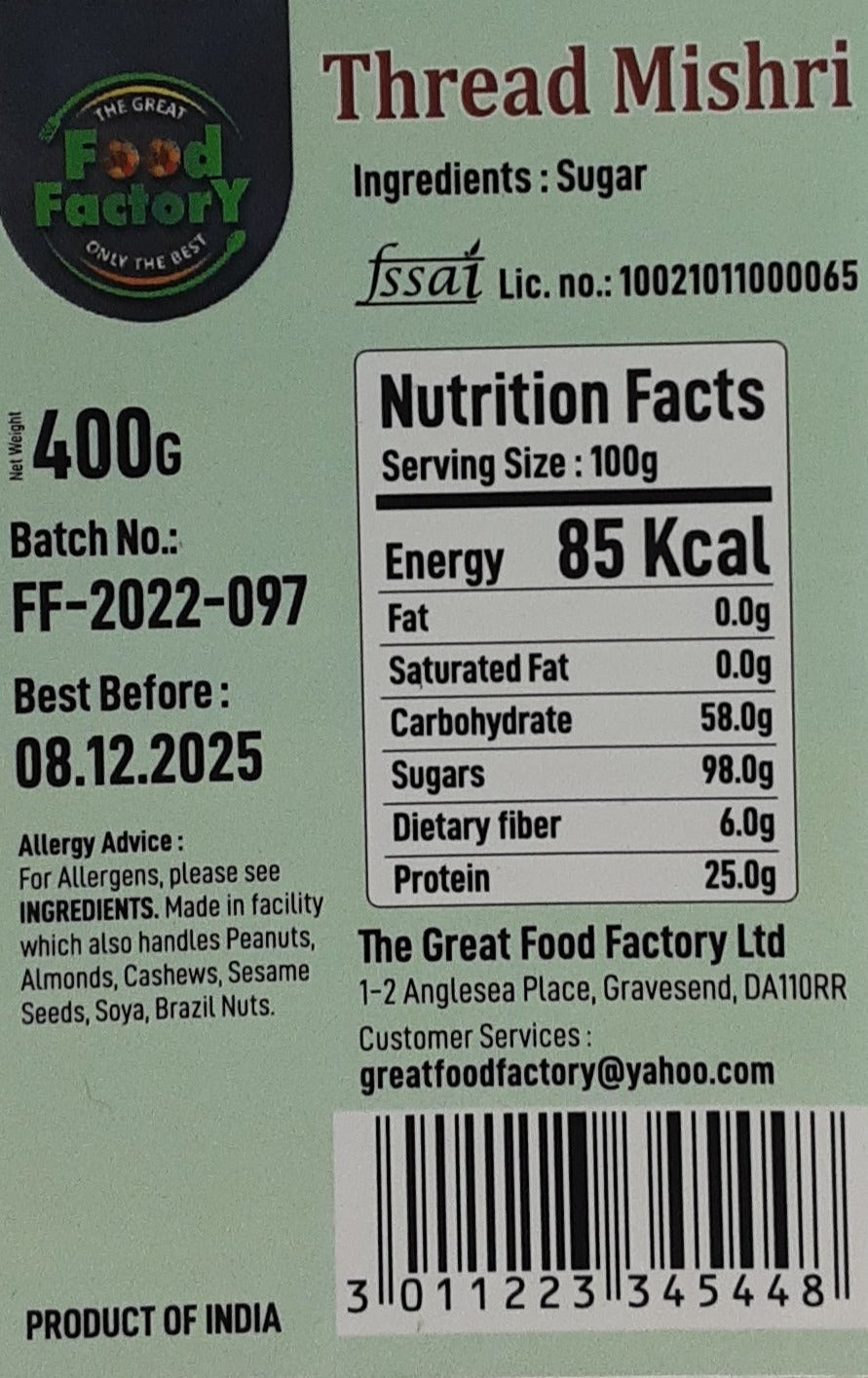 Food Factory Thread Mishri 400g - Image 2