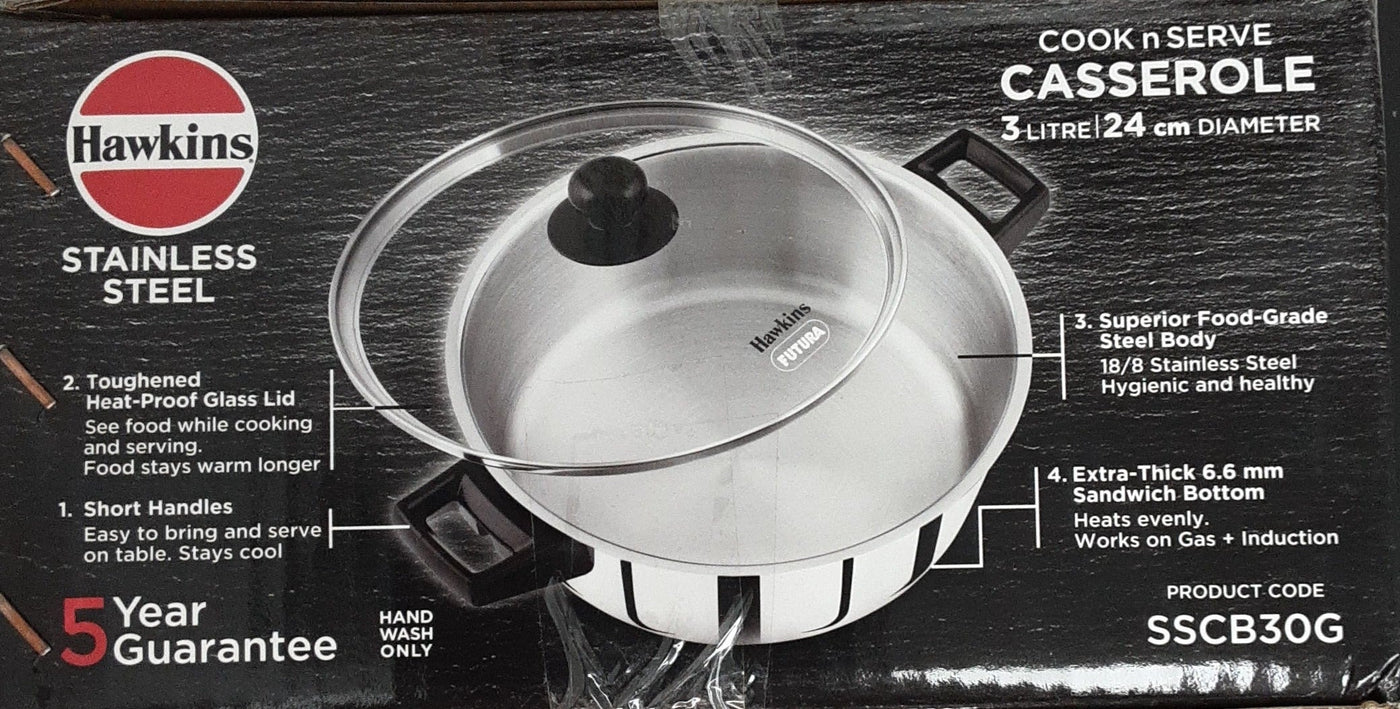 Hawkins Stainless Steel Casserole 3Litre - Image 2