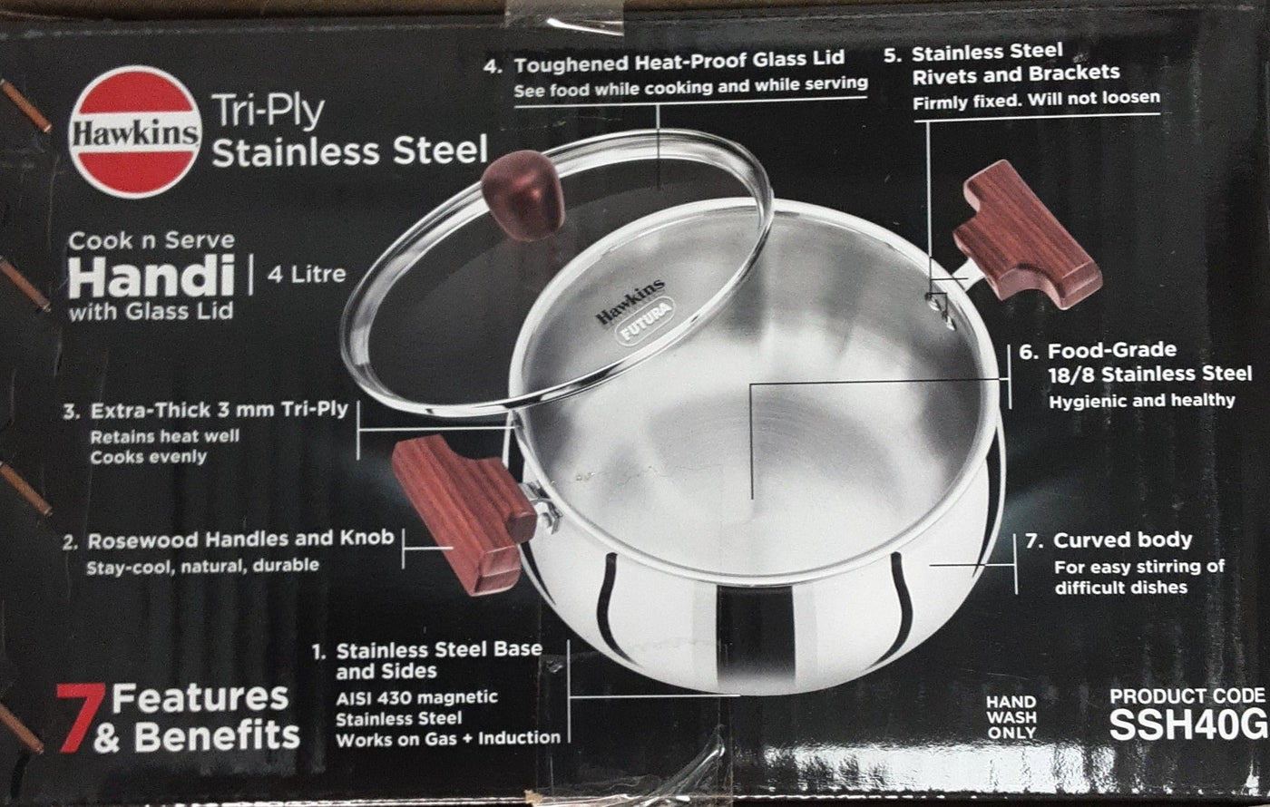 Hawkins Stainless Steel Handi 4Litre - Image 2
