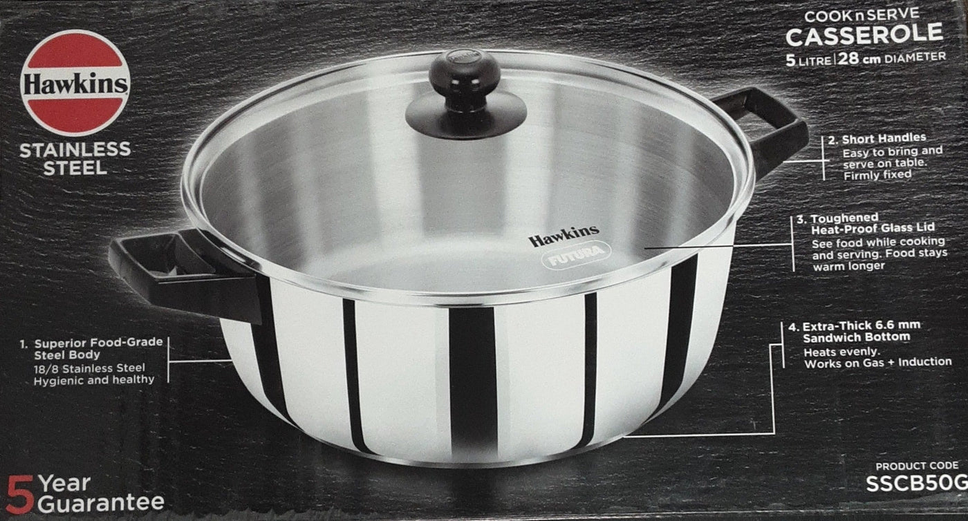 Hawkins Stainless Steel Casserole 5Litre - Image 2