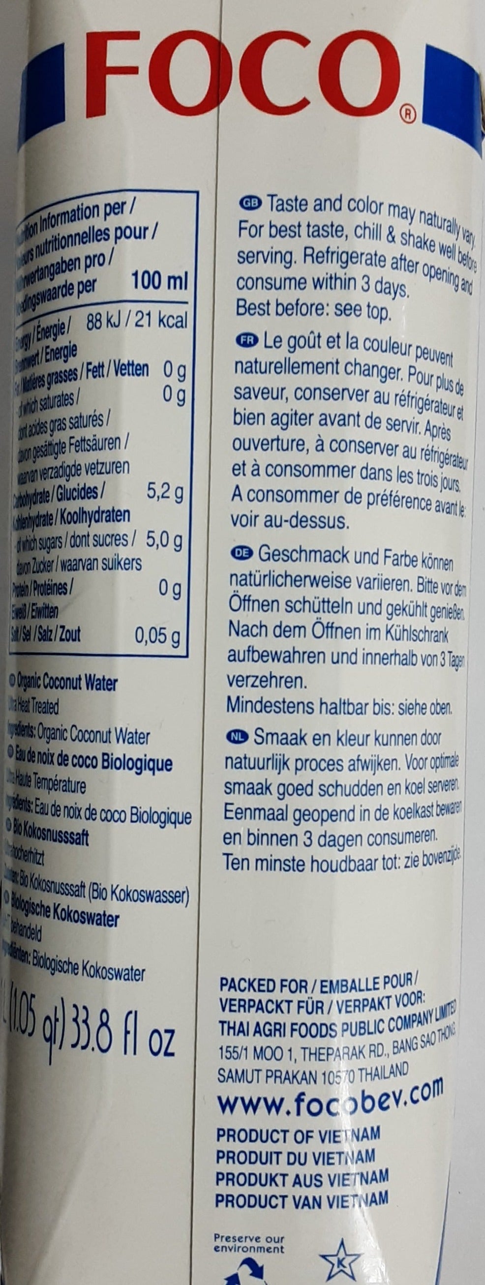 Foco Coconut Water 1ltr - Image 2