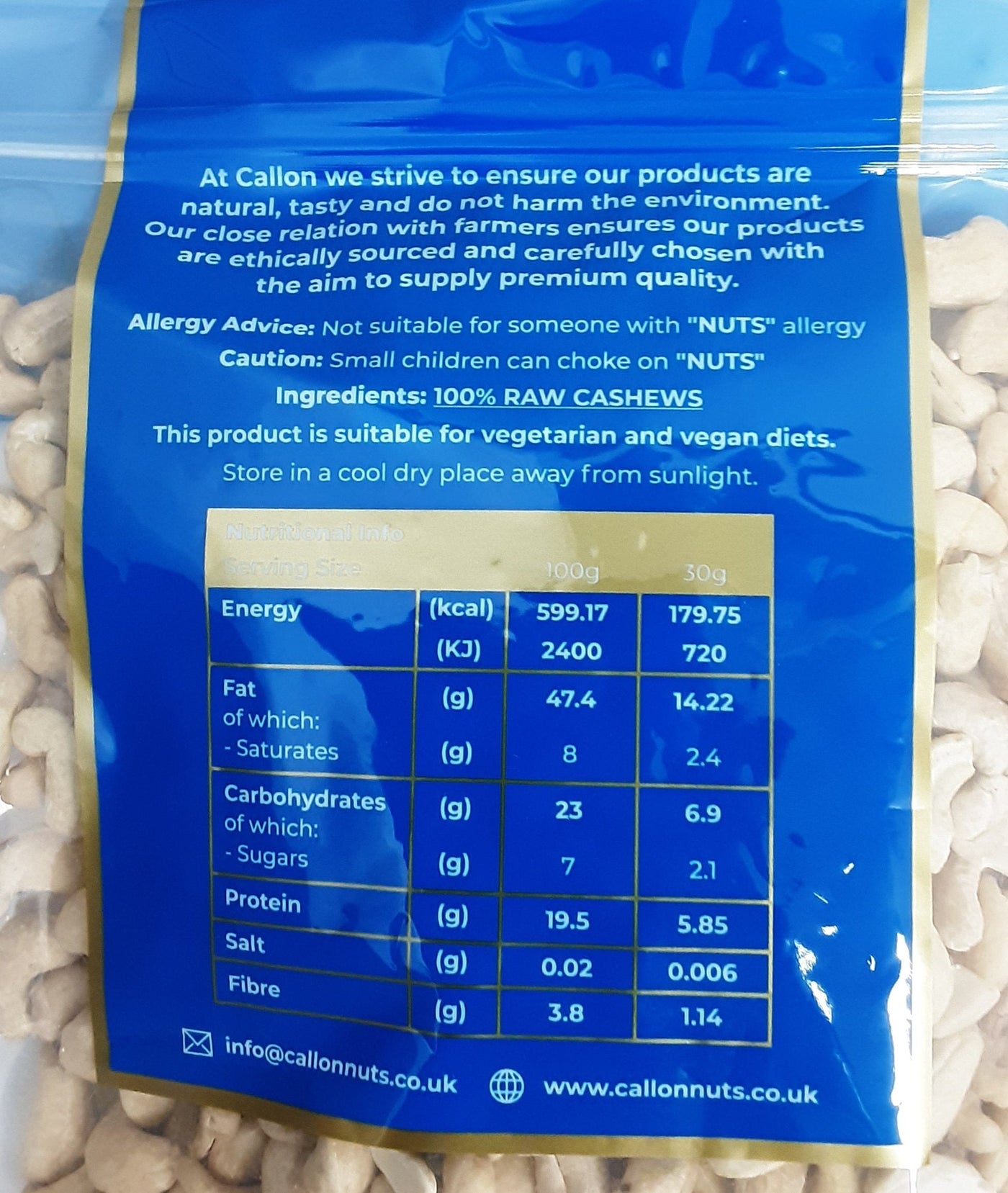 Callon Cashews True Natural Taste Premium Quality 700g - Image 2