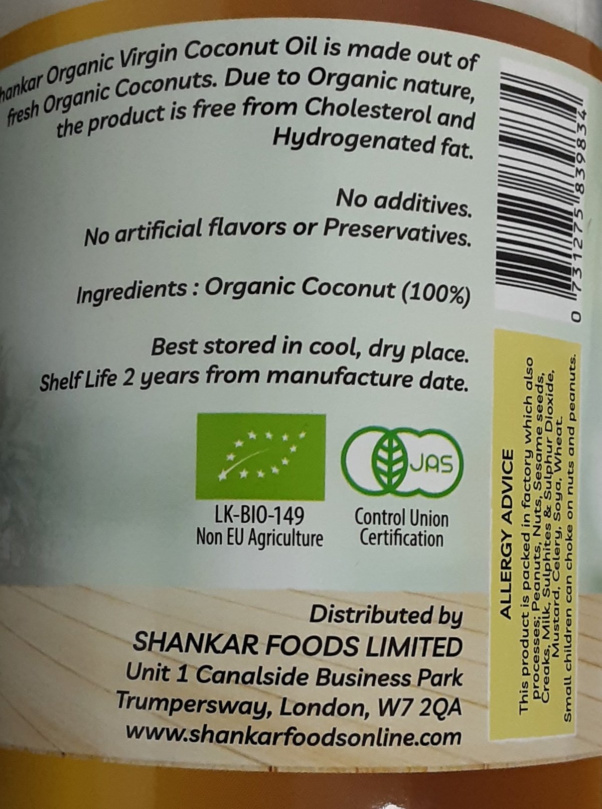 Shankar Oil Coconut Raw Organic 1ltr - Image 2