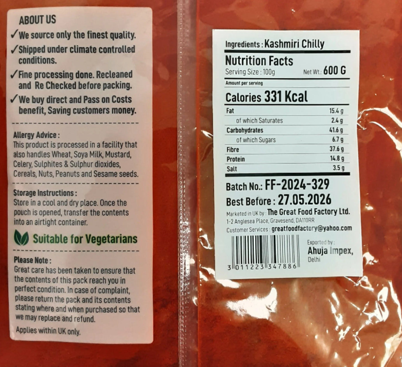 Food Factory Kashmiri Chilly Powder 600g - Image 2